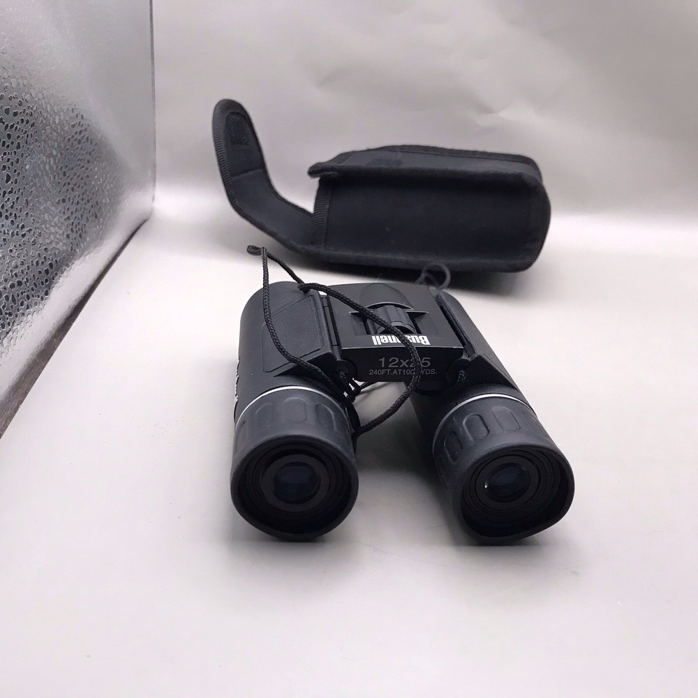 BUSHNELL 12 X 25 240 Ft/1000 Yds Binoculars- Black Foldable With Case